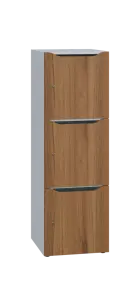 DOMINOU 33 úložná skříň 3-boxová, 1367x450x400 mm, korpus bílý, dvířka ořech světlý